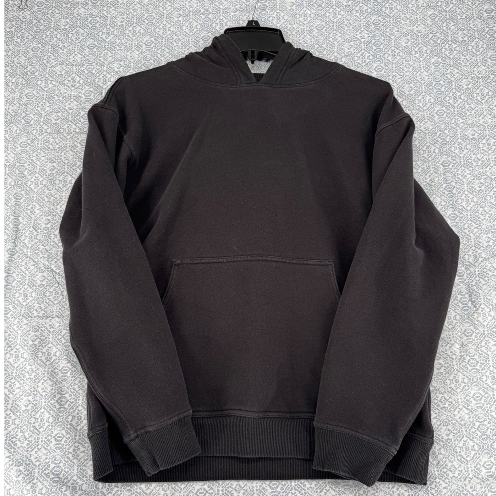 Lululemon All Yours Hoodie Black Cotton Fleece Pullover Sweatshirt Womens Size M